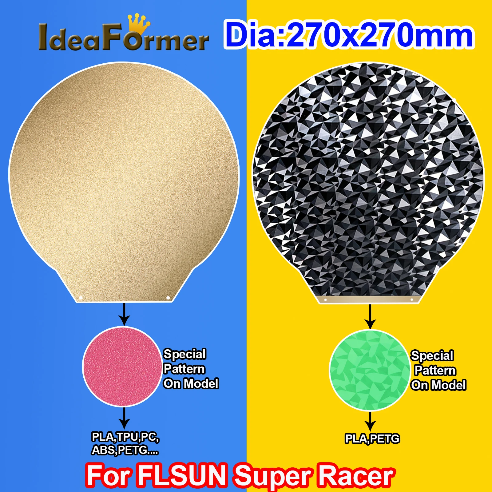 Mola Magnética Chapa de Aço para Flsun sr Pei Flexível Suave Cama Quente Construir a Placa Upgrade sr Super Racer 270 mm de Diâmetro