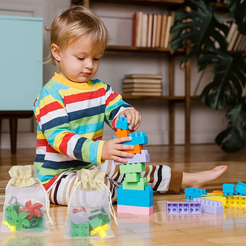 10Pcs Small Linen Jute Drawstring Gift Bags Pouch 15x10cm Wedding Party Favours Sack For Jewelries Gift Makeup Candy Fruits