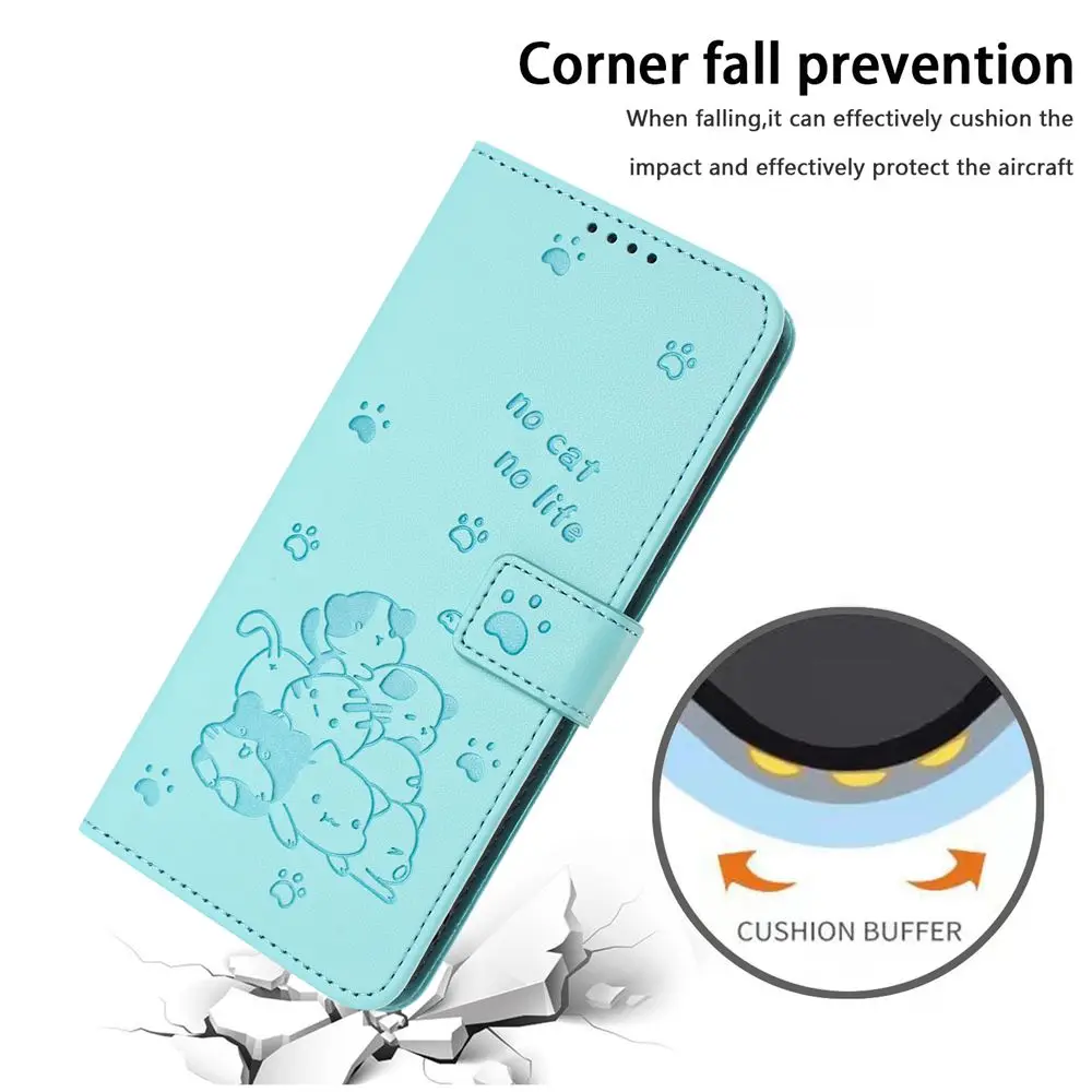 Adorable Cat Design Leather Wallet Flip Phone Case Cover