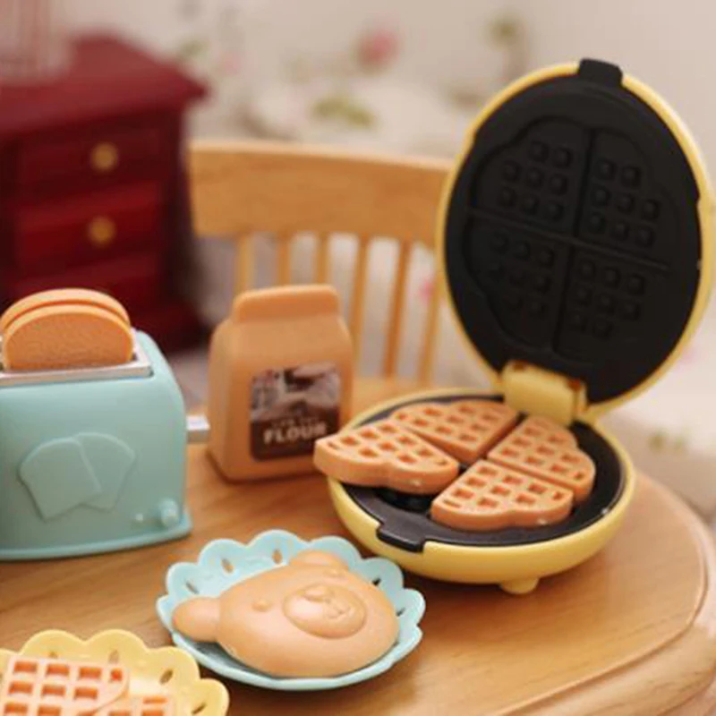 Miniature Dollhouse Bread Machine with Toast - 1/12 Scale Decorative Toaster Accessory