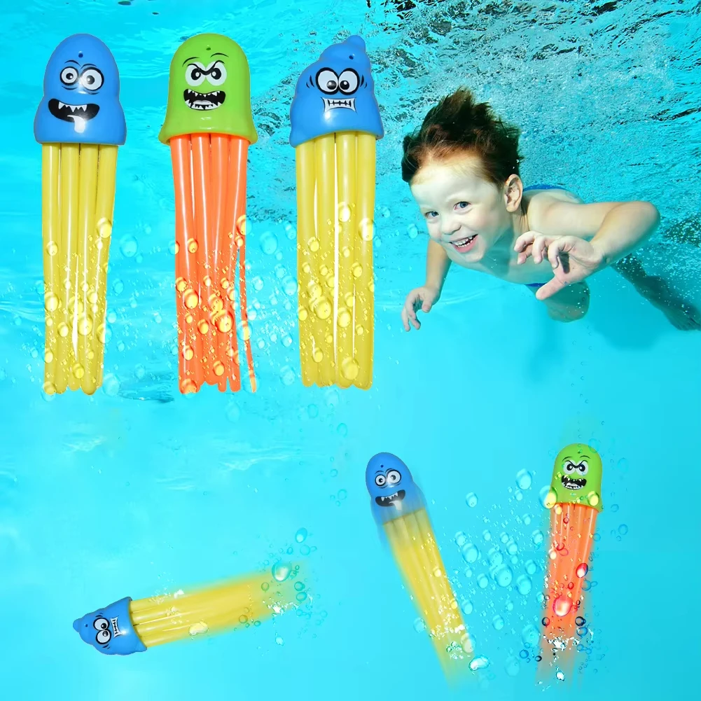 6pcs Kids Plants Toy Sports Swimming Pool Octopus Shape Diving Training Toys Random Color Children Summer Play Gifts