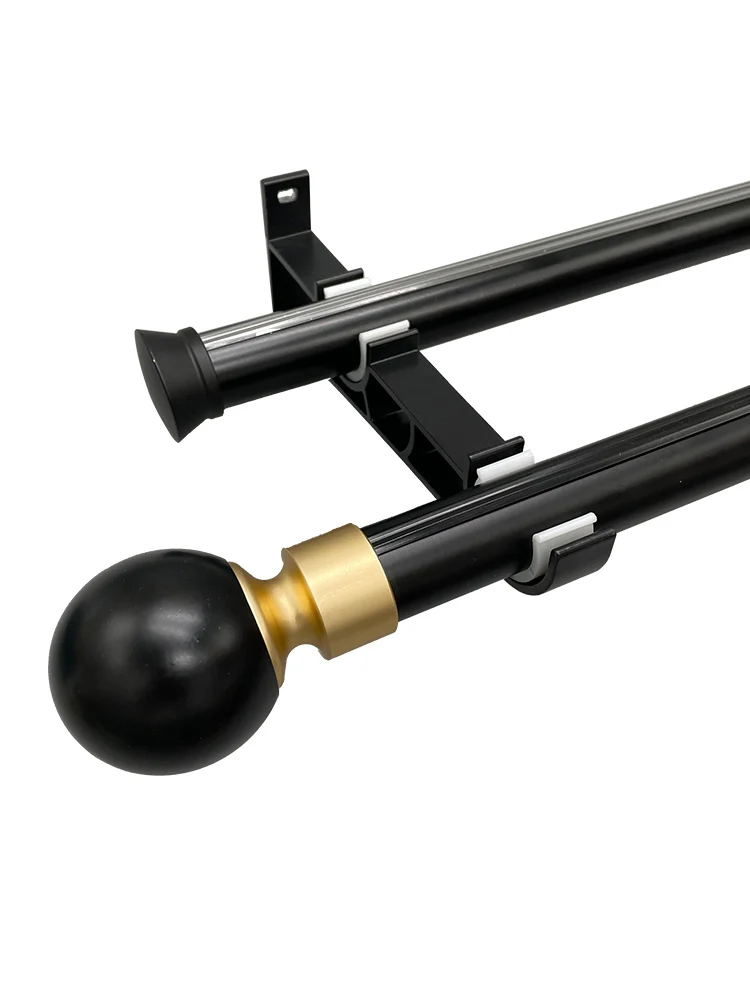 Curtain Pole Aluminum Alloy Roman Rod Home Decor Durable Single Double Curtain Rods Track Brackets Rings Accessories Customized