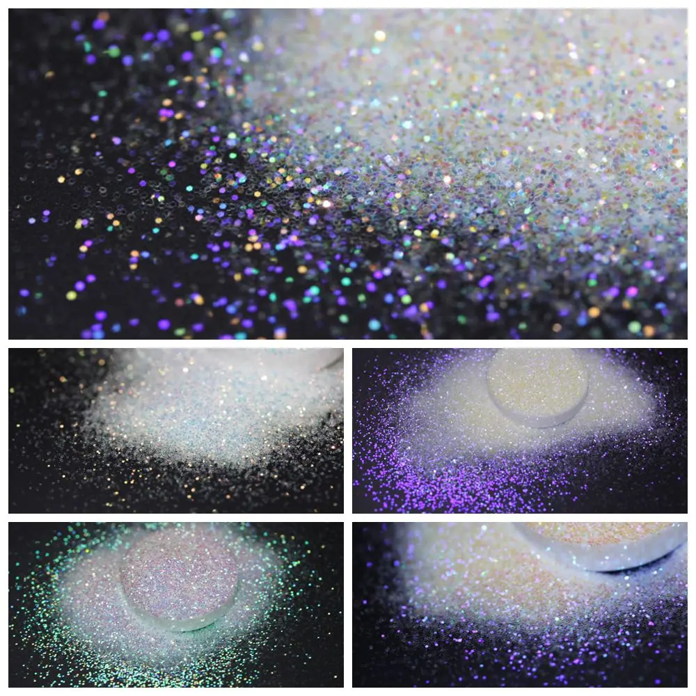 Ultra Fine Colorful Spark - Solvent Resistant White Iridescent Glitter - - 015 Size, 0.5 mm