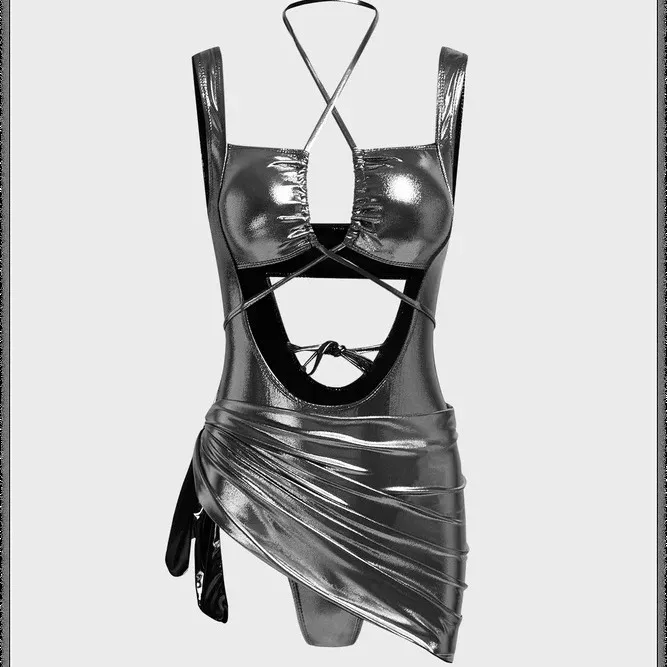 Womens One-piece Hip Wrap Skirt Set Swimsuit Sexy OL Light Mature Spicy Girl Tie Up One Piece High Waisted Hip Wrap Skirt