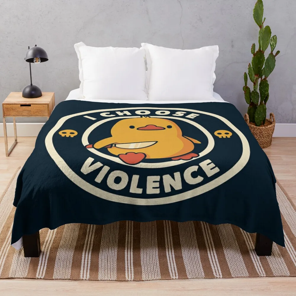 

I Choose Violence Funny Duck by Tobe Fonseca Throw Blanket Flannel Fabric Sofas Baby Travel Thermals For Travel Blankets