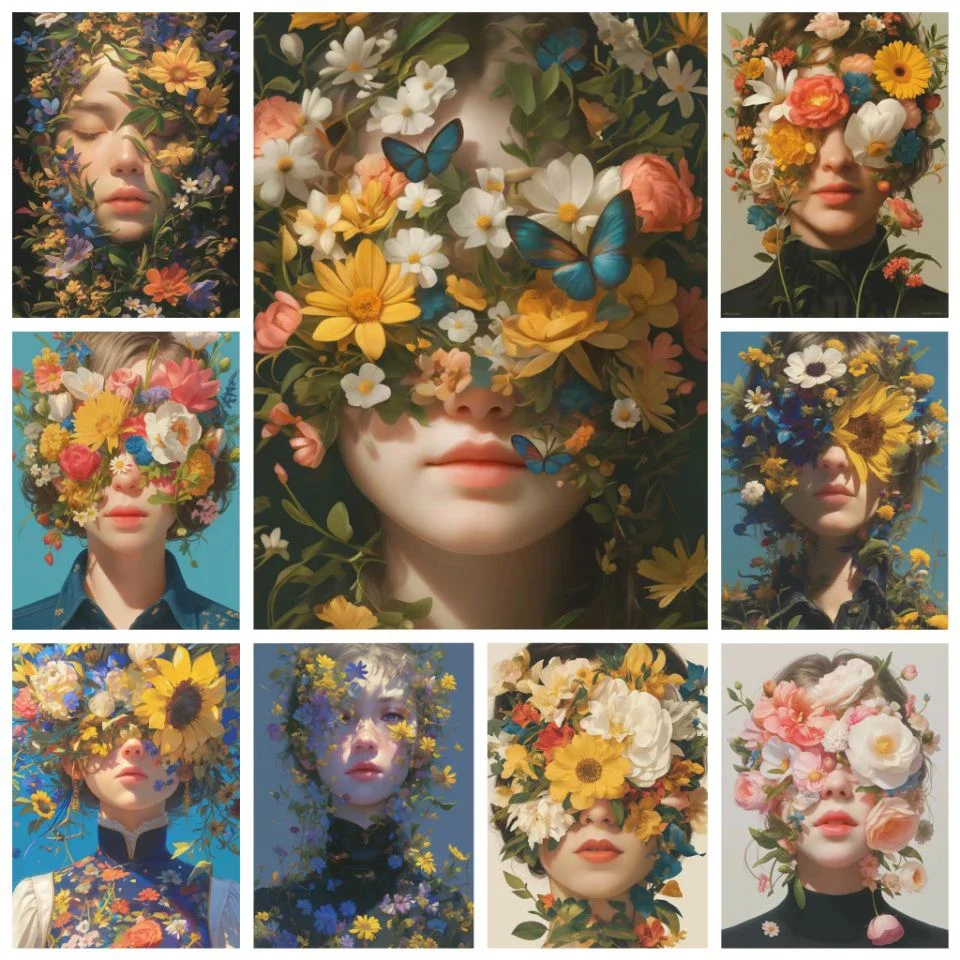 

5D Diy Diamond Painting Girl And Flowers Series Full Rhinestone Mosaic Embroidery Cross Stitch Kit Home Decor Gift