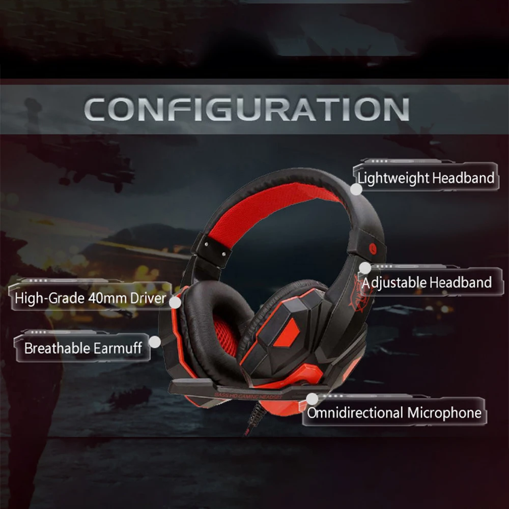 Wired Gaming Headsets With 120° Adjustable Noise Cancelling Microphone PC Gamer Headphones For PS4/PS5/Xbox Smartphone Laptop 2