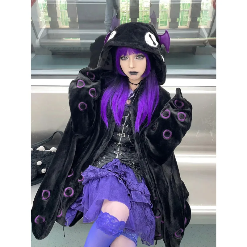 Krul Octopus Cape Plush Pajamas Kawaii Cartoon Y2k Anime Cloak Cosplay  Costume Halloween Adults Winter Sleepwear Blanket Cape 6