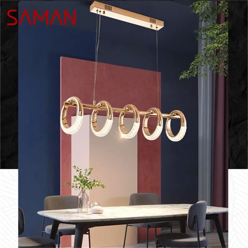 

SAMAN Nordic Chandelier Lamp Fixtures Modern Pendant Lights Five Rings LED Home for Home Decoration