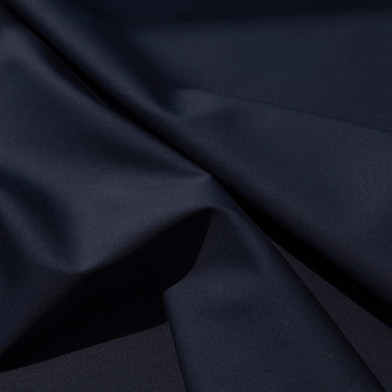 Premium Designer Navy Blue Textured Qipao Suiting Fabric - Wrinkle Resistant Twill Drape