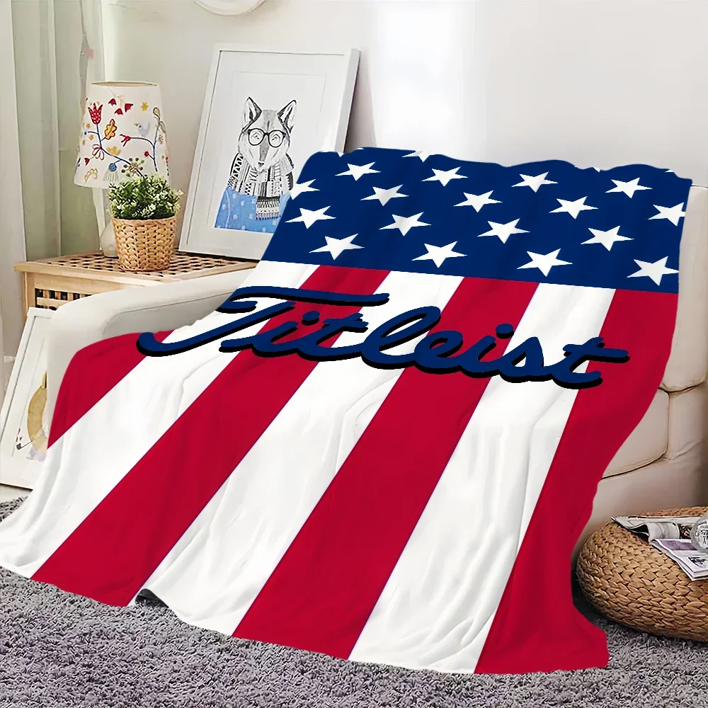 warm comfort  soft plush blanket cool for sofa living logo room office T-T-TitleistS-ES bedroom travel gift single-sided printed 2