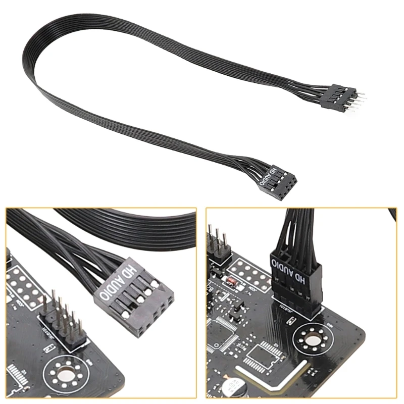QIANRENON Cavo di Prolunga HD 9 Pin per Scheda Madre ATX Front Audio, Maschio a Femmina per HD o AC97 Chassis, 30 cm
