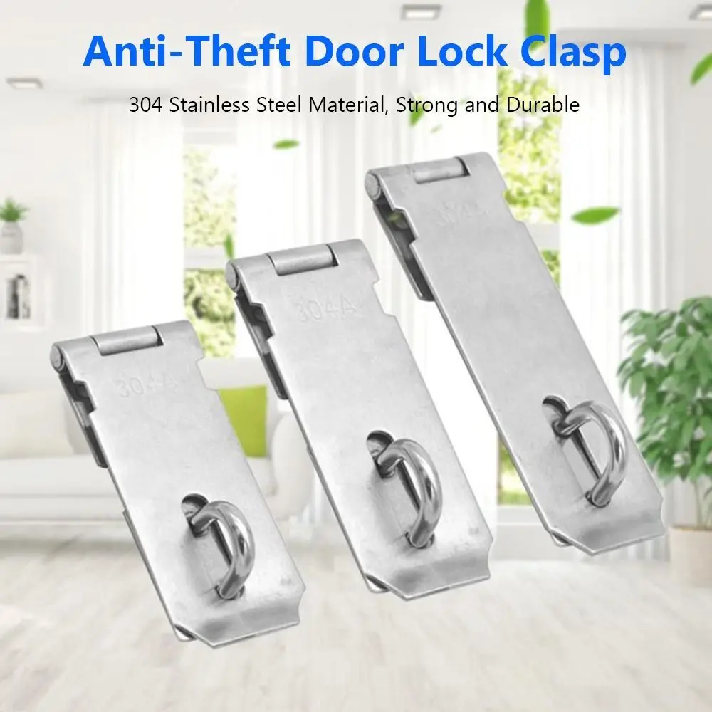 Description Picture 4 of itemDoor Clasp Lock Stainless Steel Burglar-proof Padlock Hasp 90 Degree Right Angle Gate Bolt Door Buckle Household Shed Latch