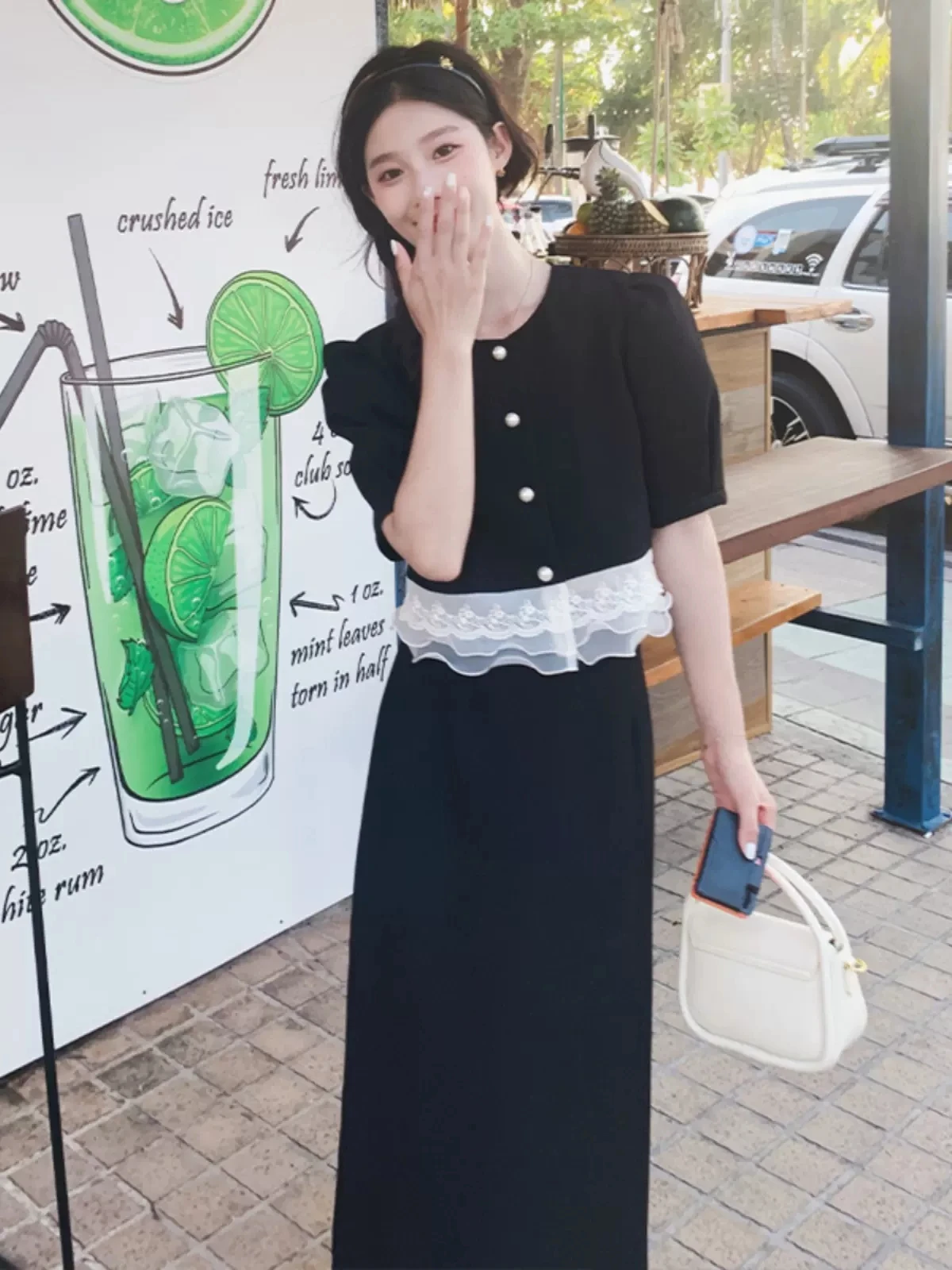 

UNXX 2023 New French Retro Lace Edge Top Women Skirt Temperament Slimming Fashionable Two-piece Set Summer Female Office Lady