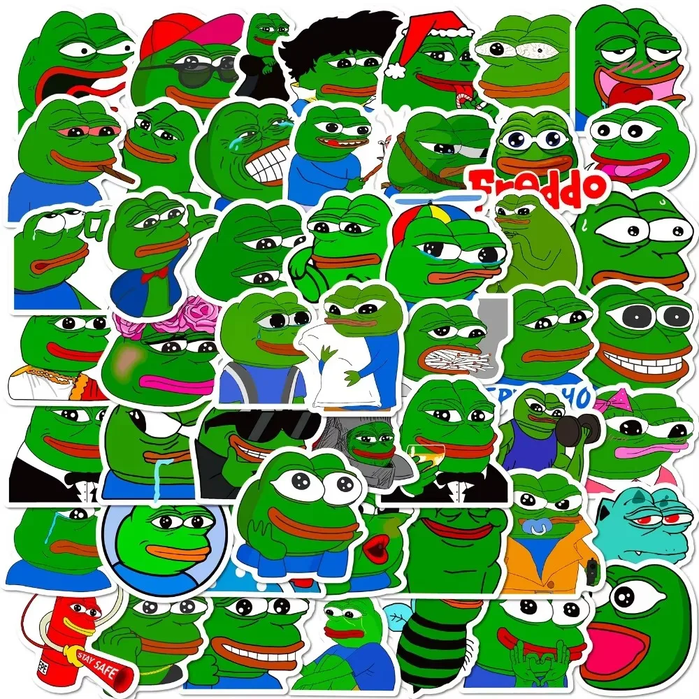 50Pcs 슬픈 개구리 PEPE 재미 있은 낙서 스티커 전화 스케이트 보드 헬멧 자동차 선물 자전거 노트북 자동차 DIY 스티커 어린이