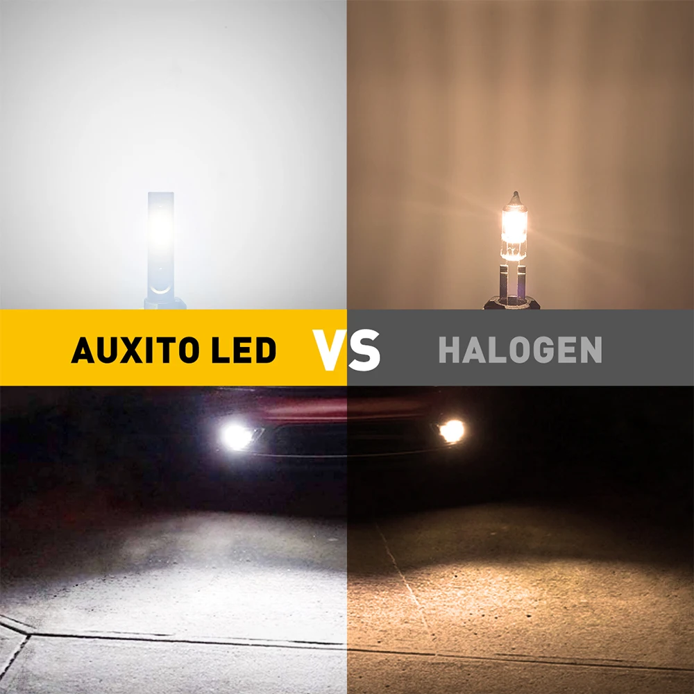 AUXITO 2개입 H27W H27 880 LED 안개등 캔버스 H27W/1 880 LED 전구 자동차 안개등 주행등 DRL 오류 없음 12V 6500K 백색 3000K 황색