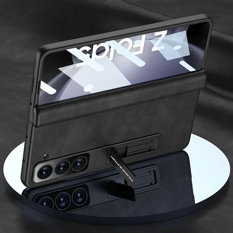 

Противоударный Матовый кожаный чехол для Samsung Galaxy Z Fold 5 Fold5, защитный чехол с магнитными петлями, жесткий чехол с внешней стеклянной пленкой