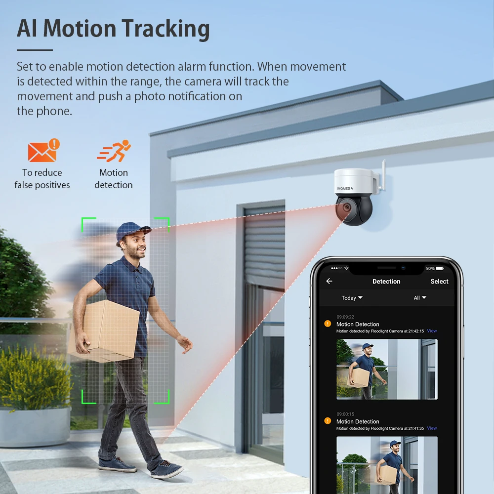INQMEGA 5MP Tuya Outdoor PTZ Camera Ai Human Detect 1080P Security CCTV Camera Add Google home And Alexa Wifi IP Camera 3