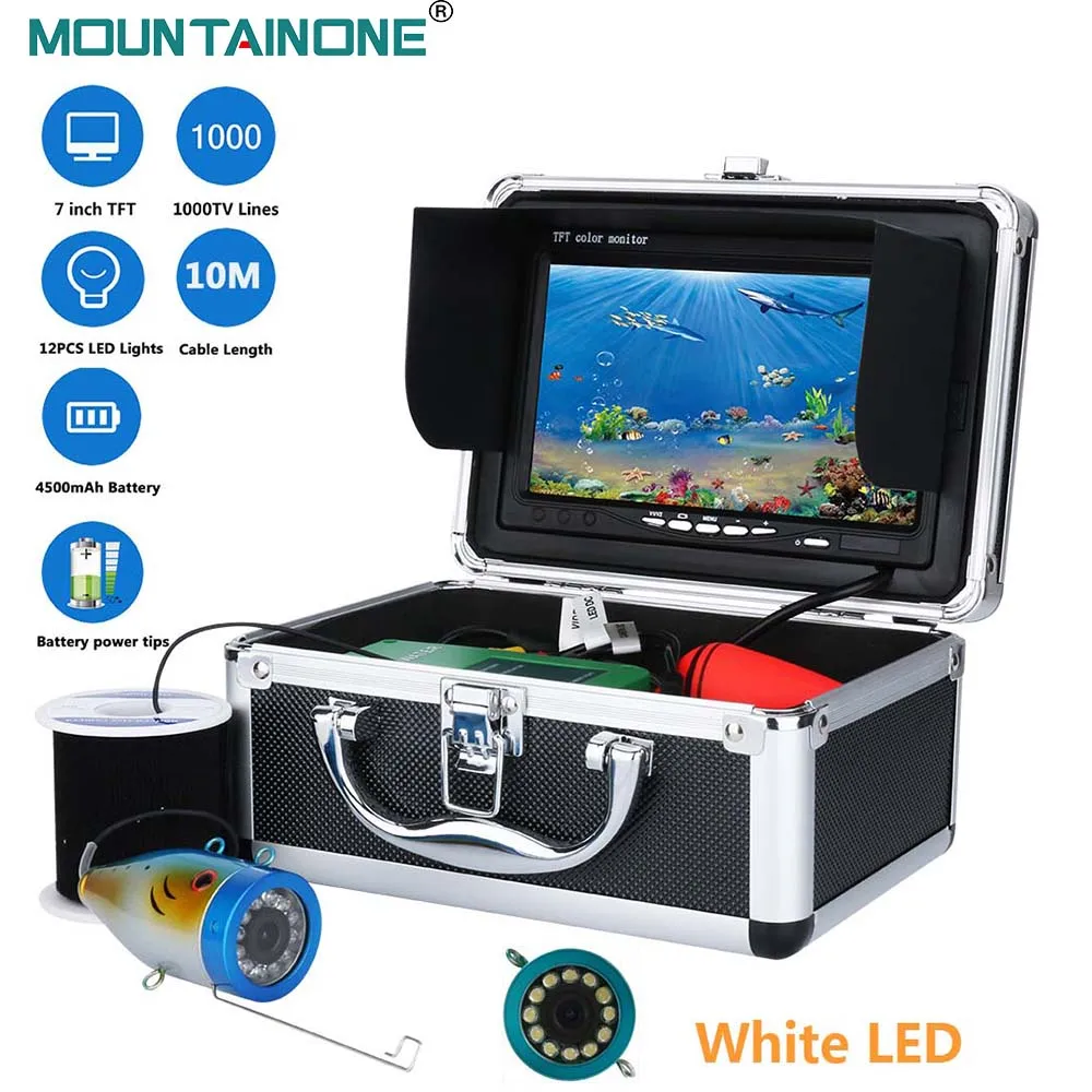

7 "дюймов 1000tvl подводная рыболовная видеокамера комплект 12 шт светодиодный белая лампа видео рыболокатор озеро под водой Рыбная камера