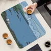 Cat And Rabbit Cartoon Painting Kitchen Draining Mat Tableware Pad Coffee Dish Drying Mat Placemat Bathroom Kitchen Drain Pad 2