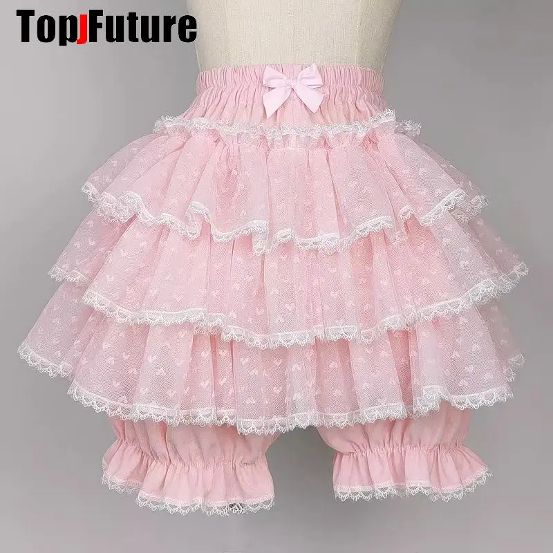 

Harajuku Y2k Girl Sweet Lolita Inner Pumpkin Pants Lolita Plush Shorts Japanese Kawaii Ruffles Lantern Shorts Skirts Tutu Skirt