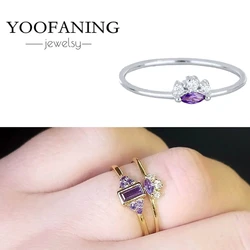 Exquisite 18K Gold - Plated Amethyst Ring for Luxurious Women's Fashion (YELLOW)