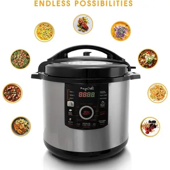 MegaChef 6 Quart Electric Pressure Cooker with 14 Pre-Set Multi-Function Features & Stainless Steel Pot 2