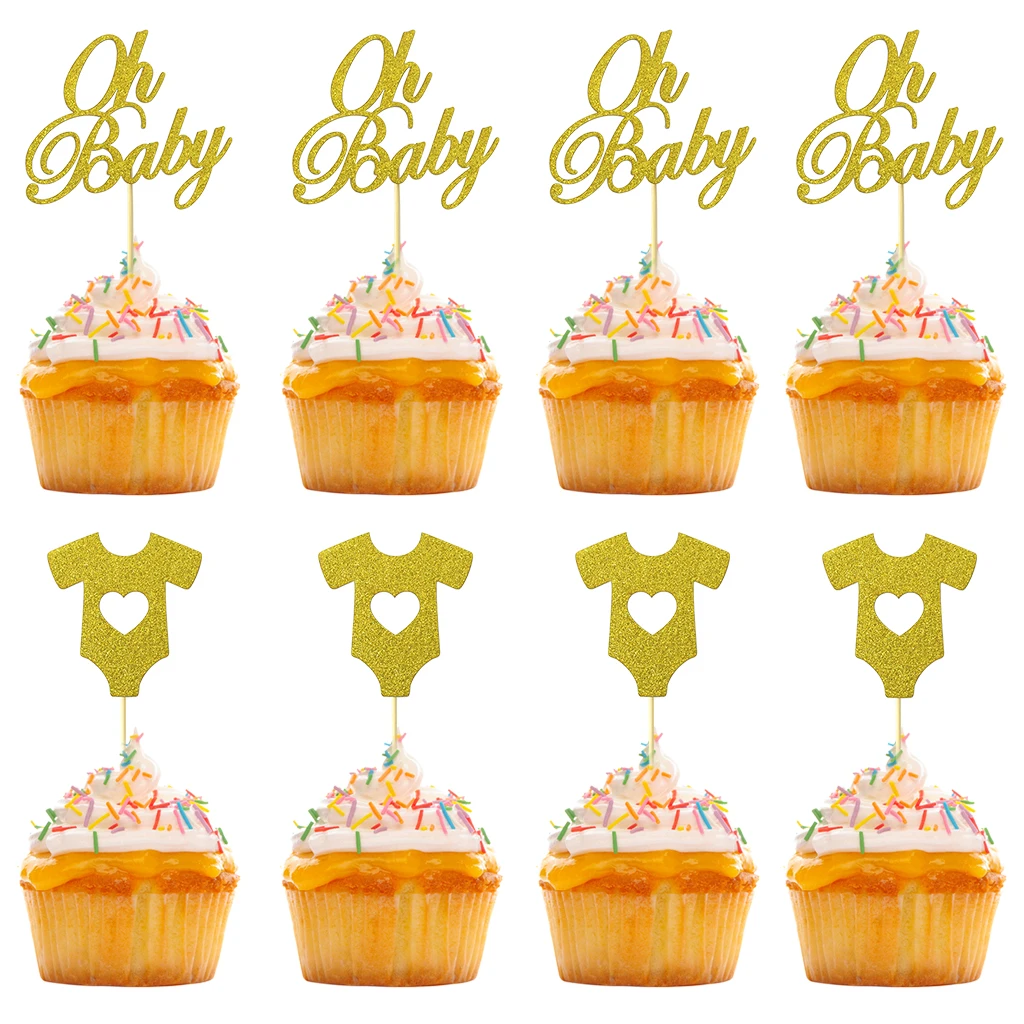 

18pcs Glitter Paper Cupcake Toppers Oh Baby Cake Topper 1st Birthday Cake Decor oh Baby Girl Boy Baby Shower Party Cake Supplies