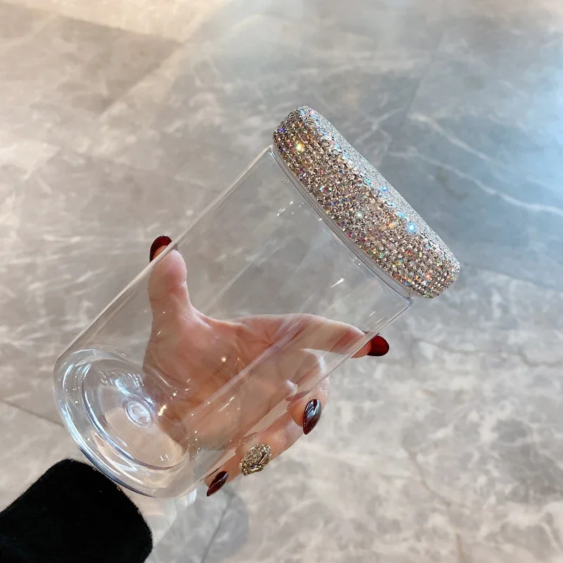 Storage jar Sparkling Empty Jars Lid Rhinestone Cover Sealed Empty Bottle Food Storage Bottle Plastic Container Beans Dry Herb Jar