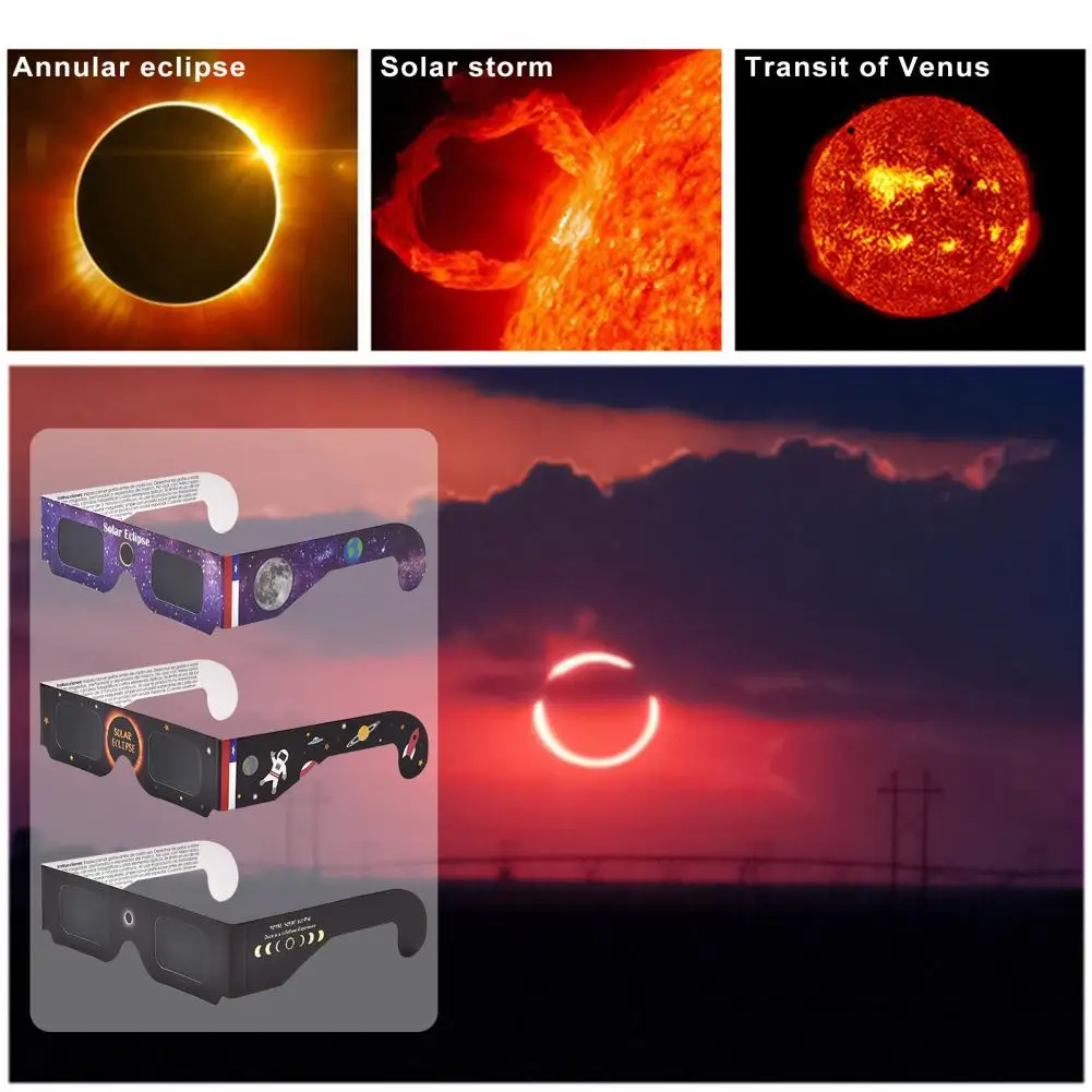 Gafas de 20 piezas con filtro de Eclipse Solar, lentes de bloqueo UV e infrarrojo de alta calidad, las mejores herramientas de visualización de Eclipse Solar