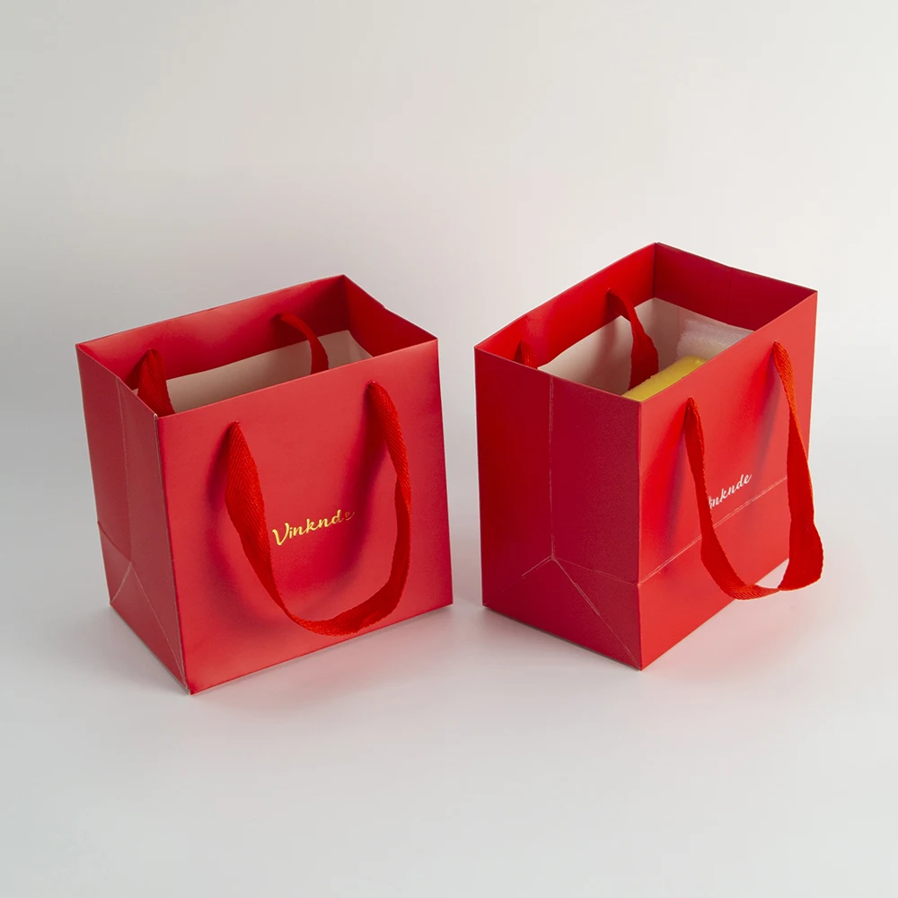 250-Pack Red Kraft Paper Shopping Bags - Small/Medium - Bulk Gift Bags 265x160x70mm - View #5