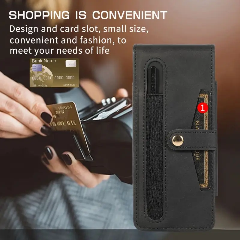 

With Touch Pen Card Holder PU Leather Phone Case For Samsung Galaxy Z Fold 5 4 3 2 5G with Screen Protector Clip Outdoor Sport