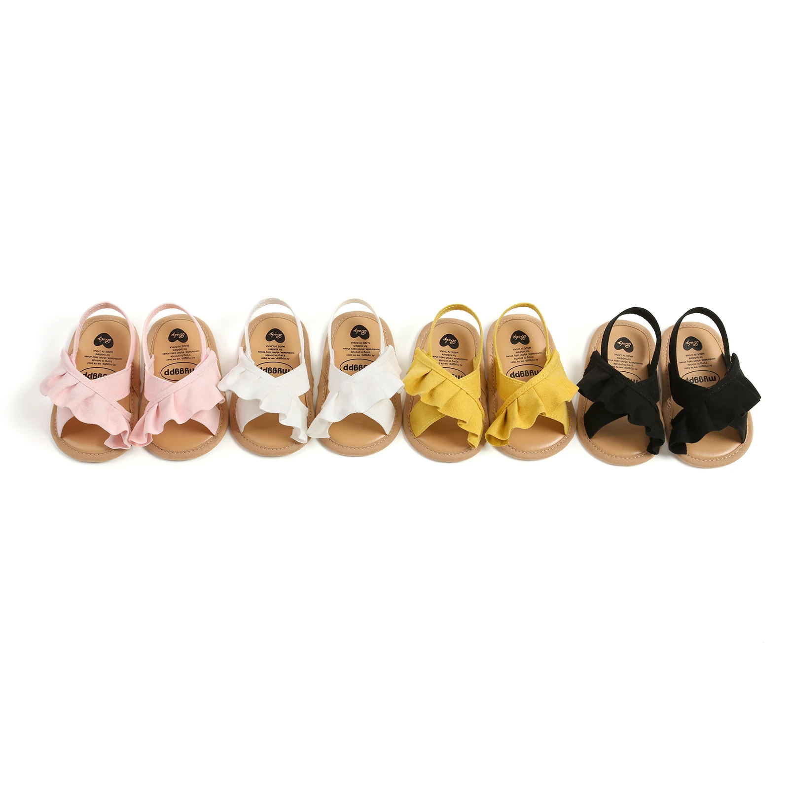 Baby Girl Summer Sandals, Cute Ruffle Flats Non-Slip Soft Sole Infant First Walkers 0-18M