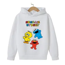 

Sweatshirt Kids Cotton Hoodies Baby Boys Cartoon Puppet TV Sesame Elmo Cute Print Clothes Girls Children Top Tees Baby Costumes
