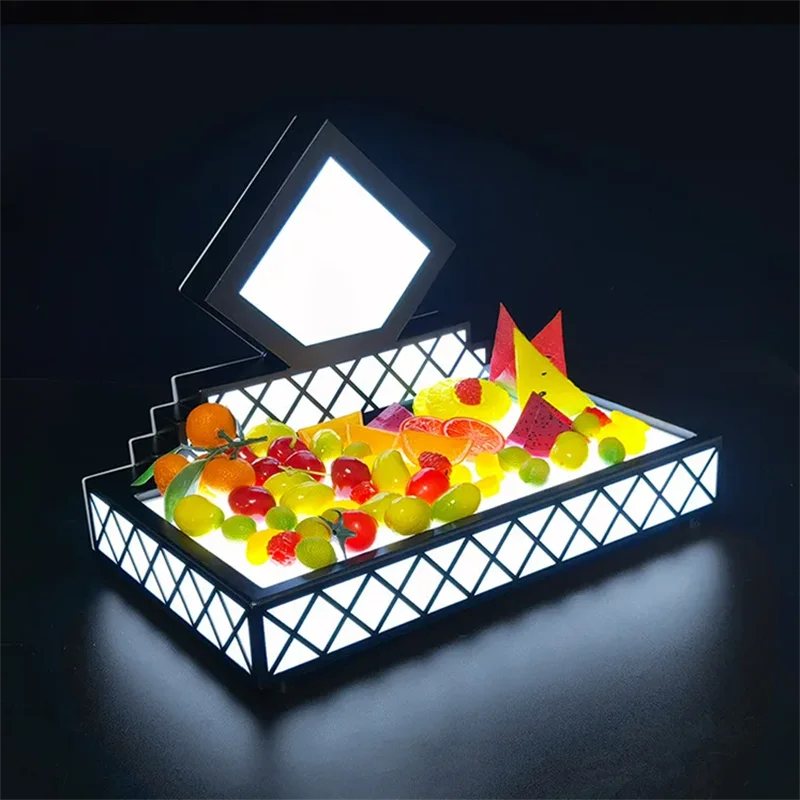 Bar luminous fruit tray rack special snack plate creative wrought iron single layer fruit tray food container