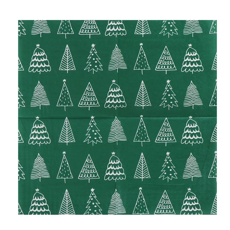 Painted Christmas Decoration Paper 10/20pcs 33*33cm 2-Ply White Tracing Christmas Tree Printed Napkin Party Tissue
