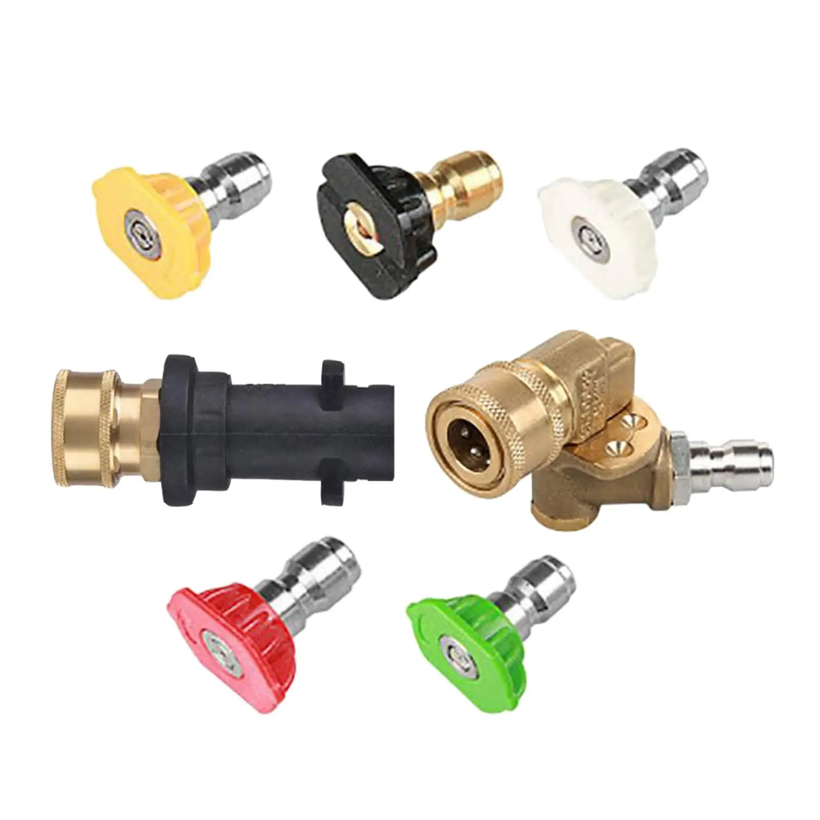 

High Pressure Washer Adapter Replaces Premium Repair Part with 5 Nozzles 1 Rotating Coupler for Car Washing Home Cleaning Garden