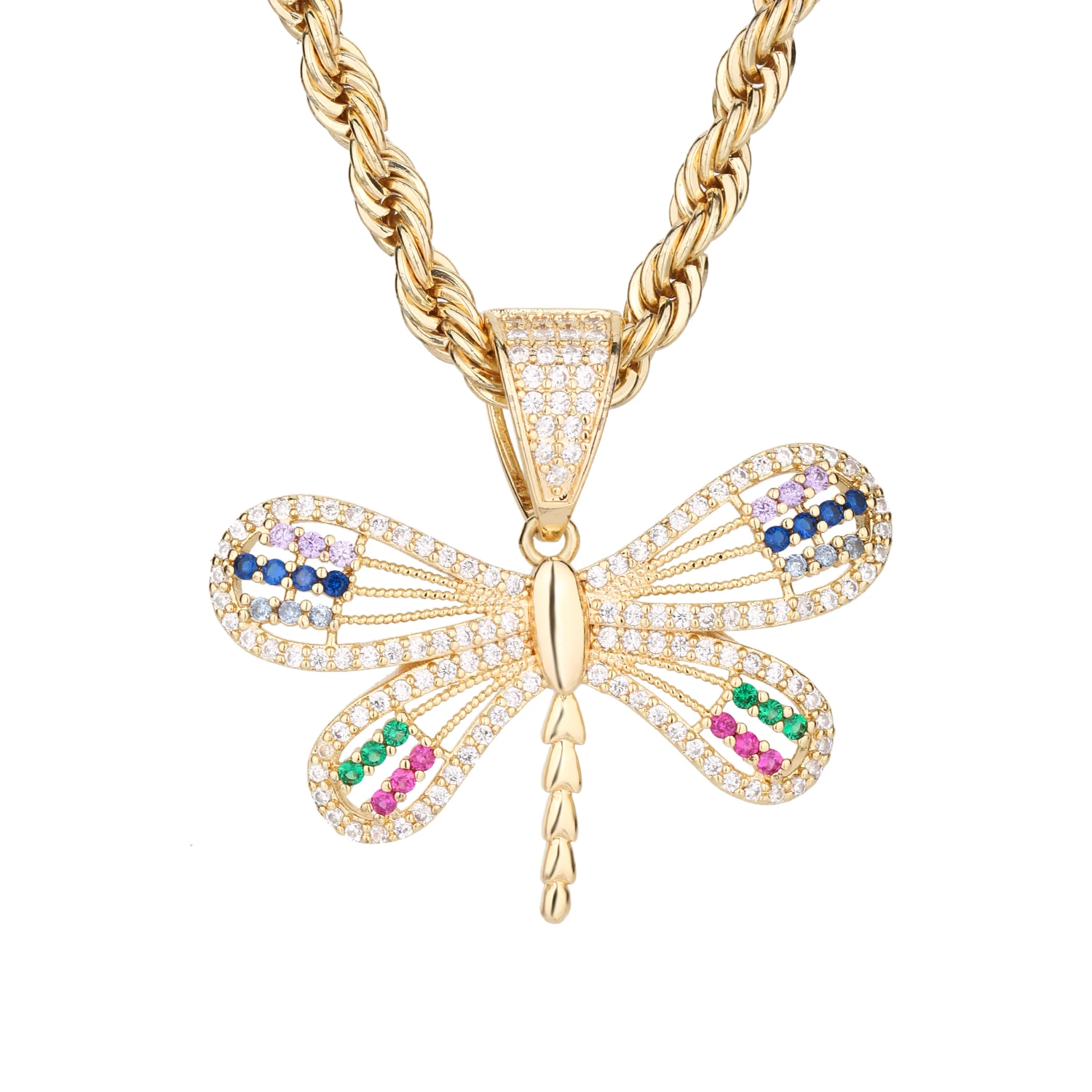 

2024-New Romantic Colorful Animal Dragonfly Pendant New Zirconium Diamond Lovely Atmospheric and movingJewelry for Women