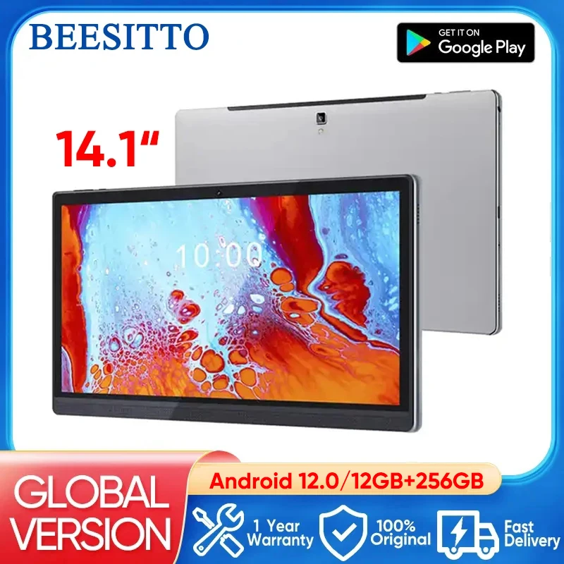 

New Flagship 14.1 inch tablet Android 12.0 Phone Call 12+256GB 1920*1080 IPS Kids Pads 2 In 1 Tablets Laptop Play Store Pianist