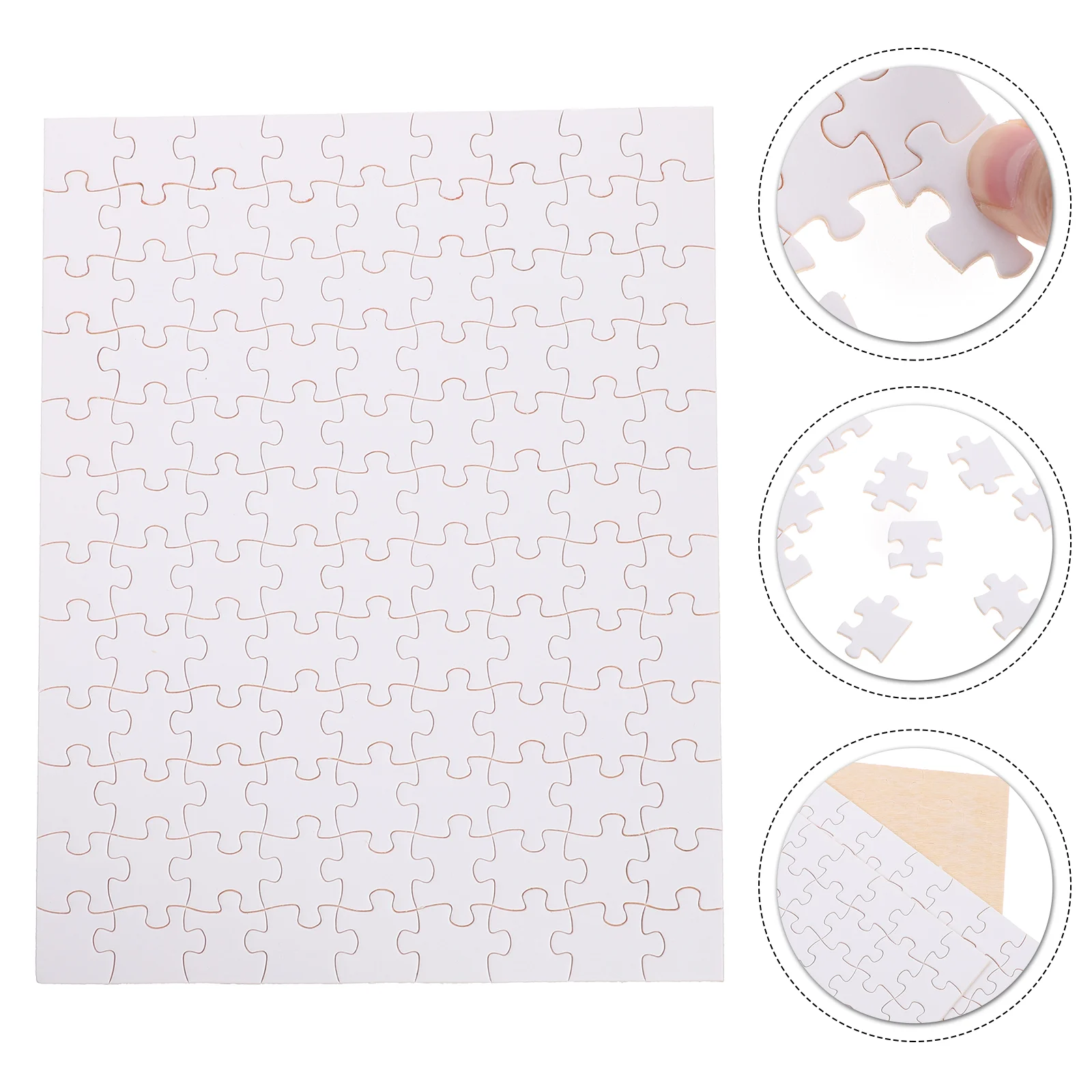 

3 Sheets Wooden Puzzle Blank Heat Transfer Toy Educational Plaything DIY Children White Jigsaw