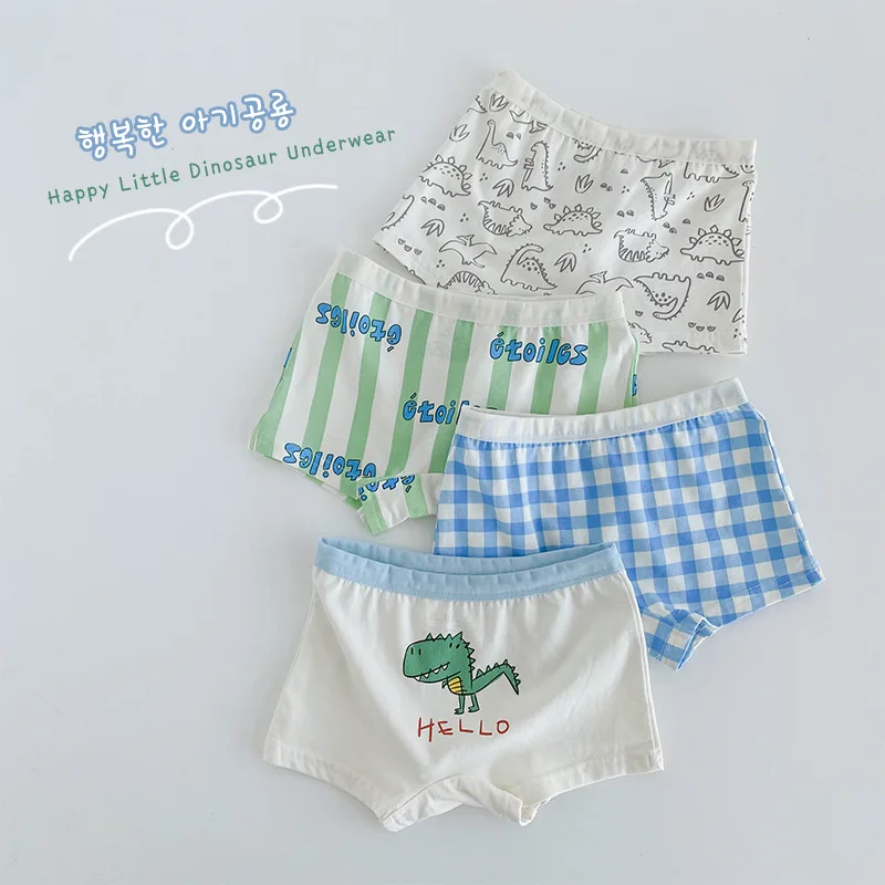 Children's Underwear Kids Panties Boys Cotton Briefs Cartoon Bear Dinosaur Pattern 4pcs/pack Soft Four Seasons Boxers boys underwear