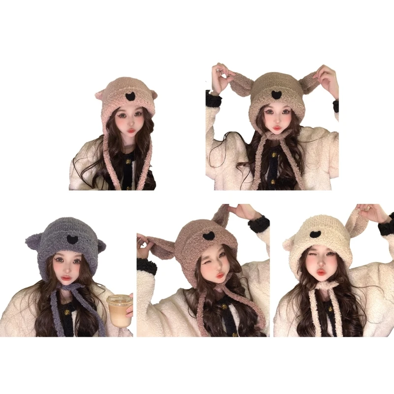 

Girls Bear Hat Y2K Furry Ears Hat Furry Bear Gifts Warm Winter Hat Dropship