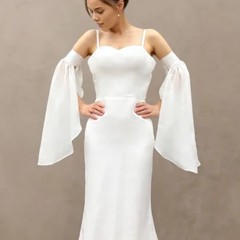 Polsino da sposa in chiffon a maniche lunghe Decorazioni per abiti Copri maniche a spalla per scaldamuscoli da donna 1