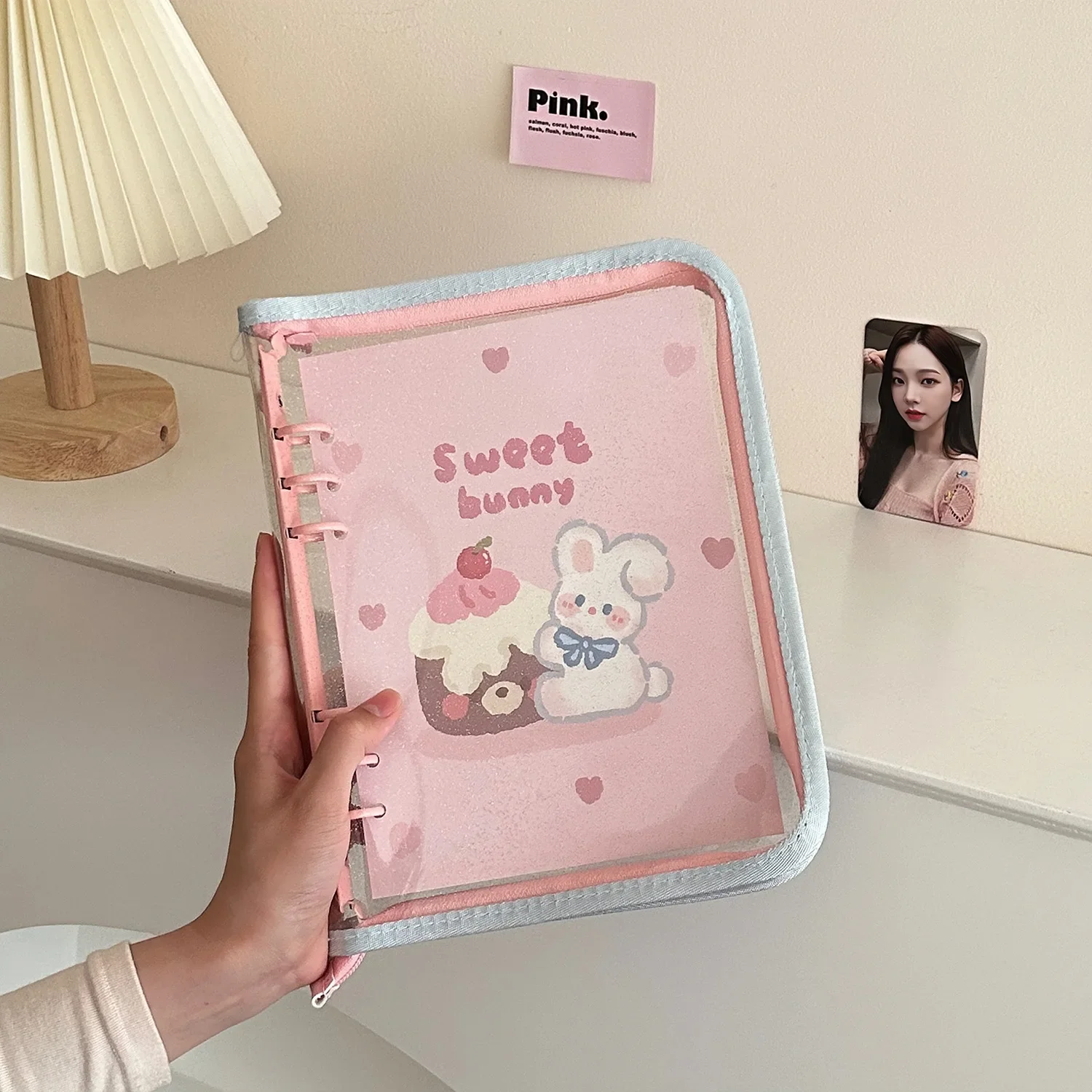 A5 Color Block Zipper Binder for Photocards and Postcards Organizer