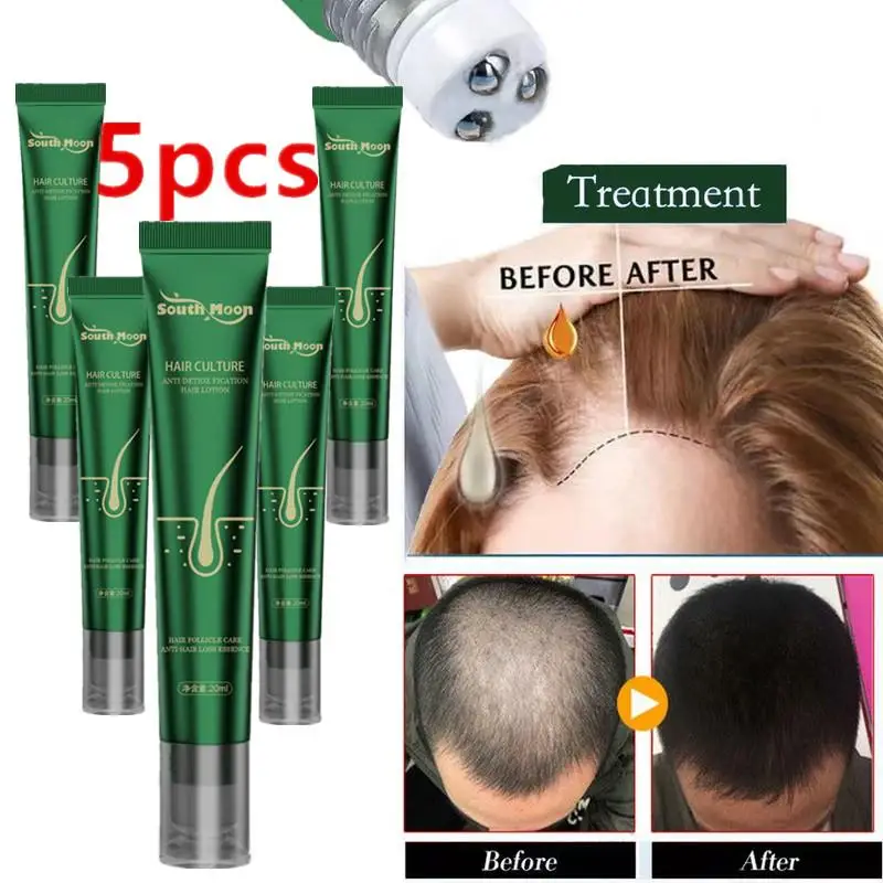 5PCS Biotin Fast Oil Hair Regrowth Serum Hair Thinning Treatment Liquid Anti-Hair Loss For Women & Men