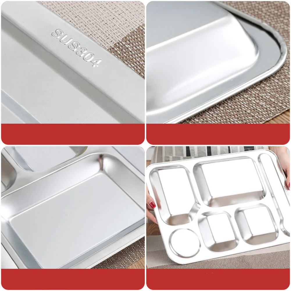 Stainless Steel Dinner Plate With Lid Student Fast Food Tray