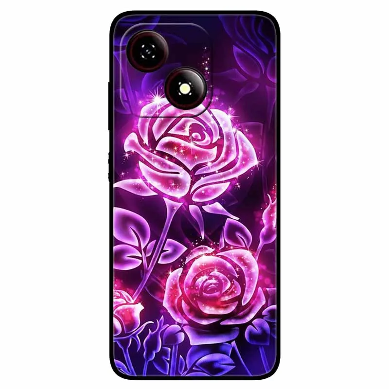 Black TPU Silicone Phone Case with Lovely Soft Painted Design