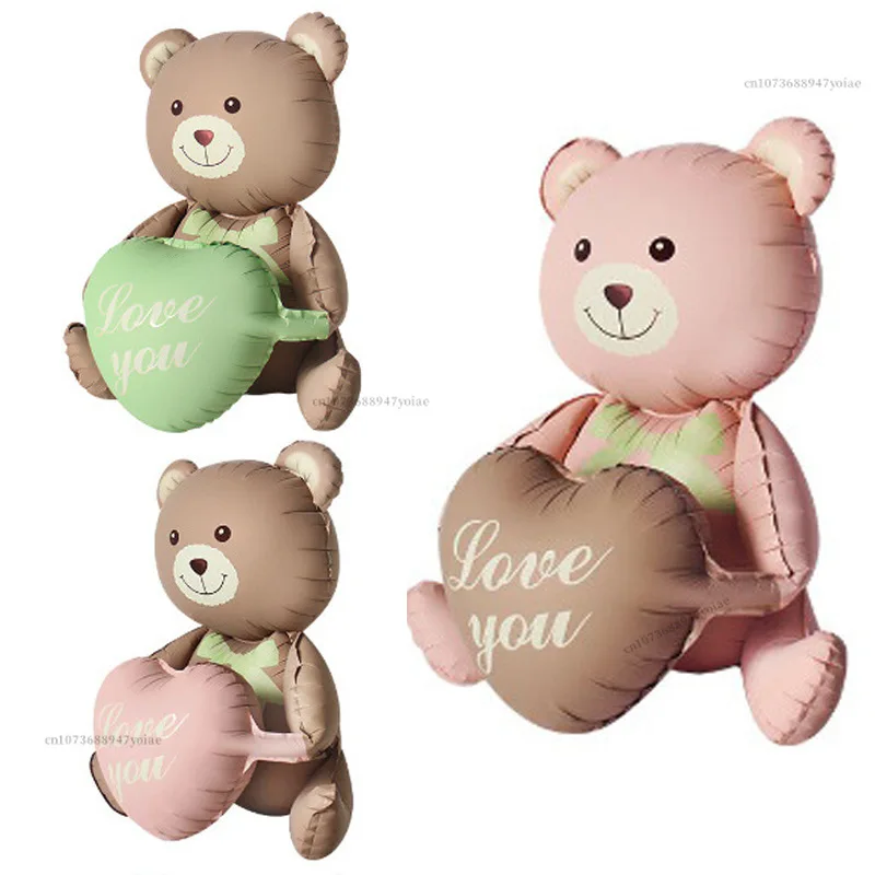 Description Picture 3 of item4D Big Bear Foil Balloon Love Heart Wedding Decoration For Kids Birthday Party Decor Helium Globos Baby Shower Bow Tie Balloon