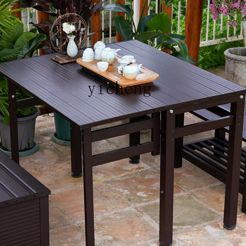

Zc Outdoor Folding Table Aluminum Alloy Balcony Table and Chair Outdoor Leisure Courtyard Sun Protection Stool Table
