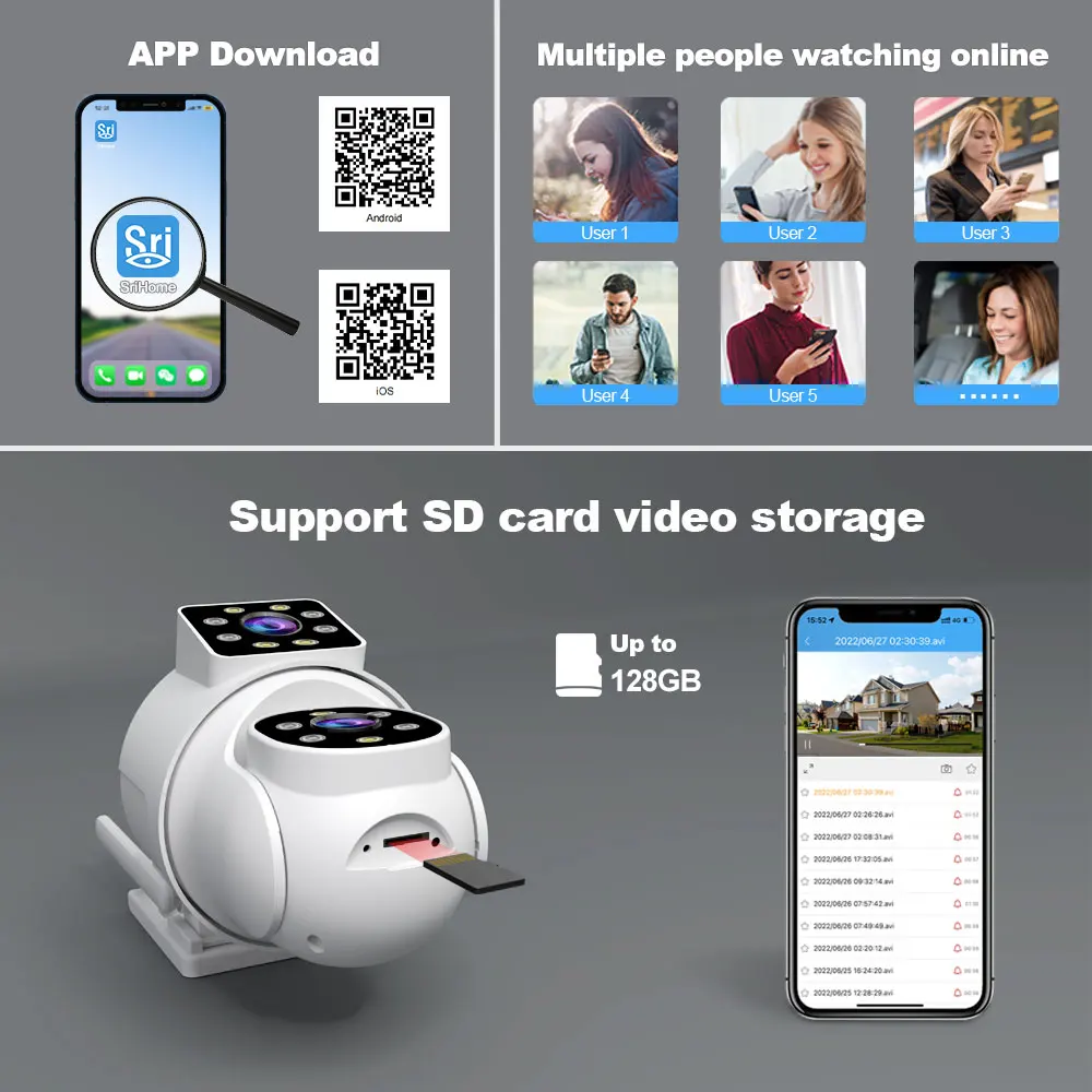 Sri防犯カメラ 4台セット 移動検出アラーム PoE対応 500万画素 SriHome防犯カメラ 4台セット 移動検出アラーム PoE対応 500万画素